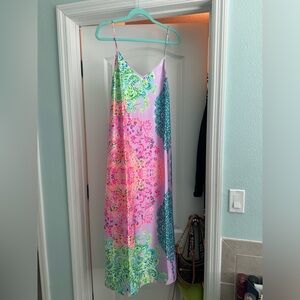 Lilly Pulitzer Bellalyn Satin Midi Dress, Size L, New w/Tags, Original MSRP $198